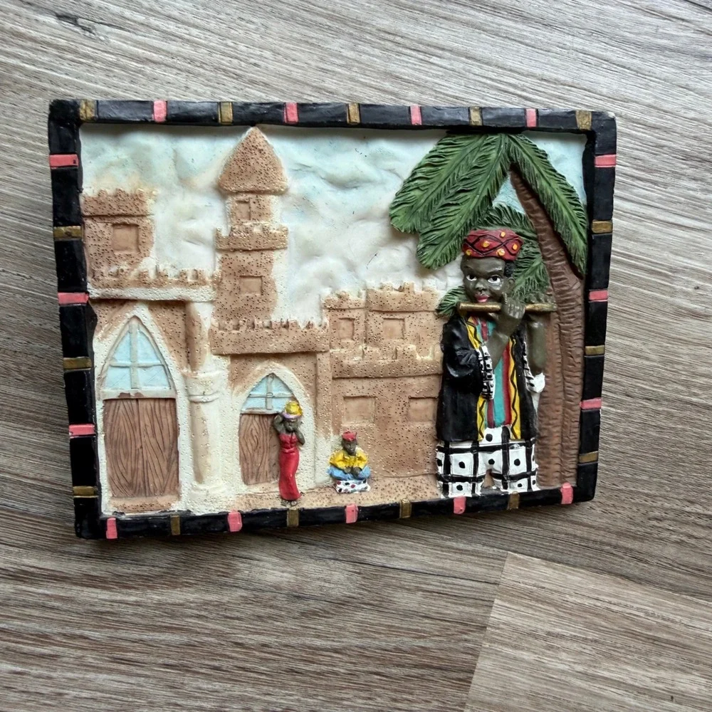 Ks Collection African Village Scene 3D Relief Resin Wall Art Plaques Set of 2